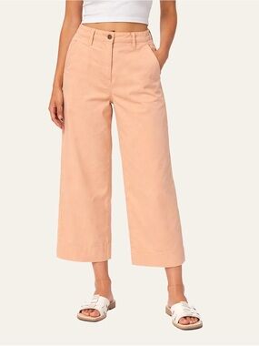 High-Rise Cropped Wide-Leg Pants in Soft Peach
